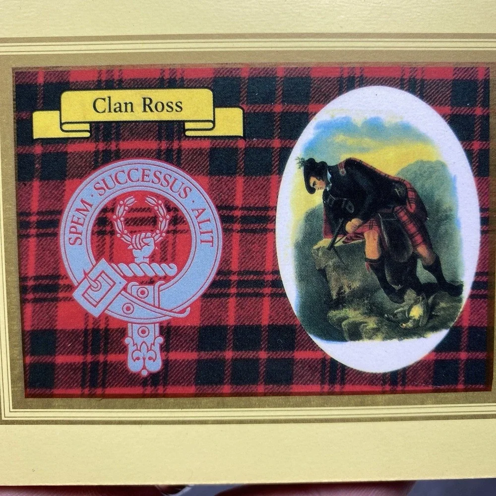 Vintage 3 pcs Cork Backed Coasters Clan Ross Scotland Tartan Manor Craft England